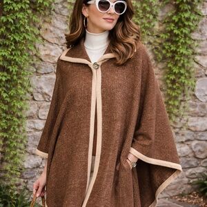 VINTAGE BANFF LTD. Quiet Luxury Wool Blend Cape, 8/M